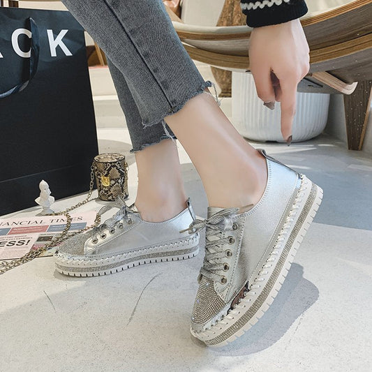 Damenschuhe genius | Turnschuhe aus Leder Diamant Silber