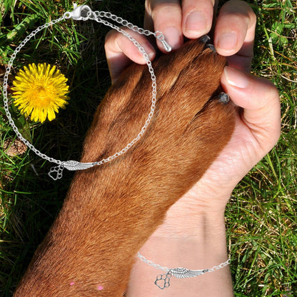 Silver Memorial Armband mit Engelsflügel & Pfotendruck | Marike