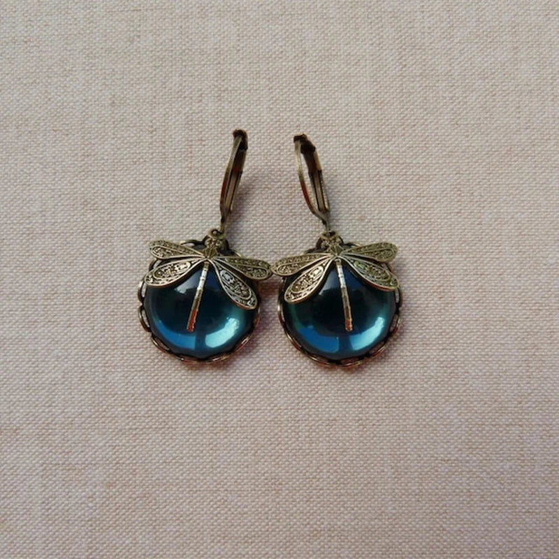Sphärische Libellenohrringe in Antikgold