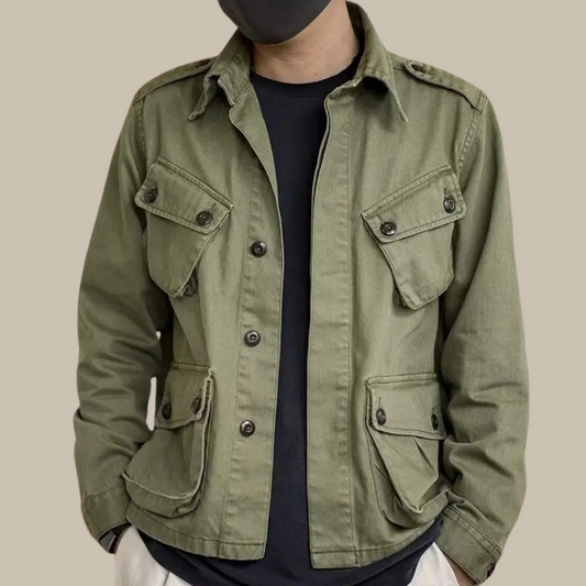 Charles Jacke | Lässige grüne Militärjacke mit mehreren Taschen für Männer