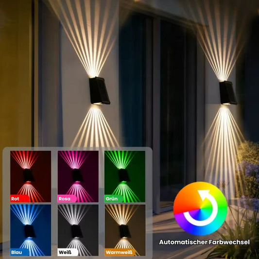 Stimmungsvolle Solar-LED-Wandleuchte für gemütliche Abende