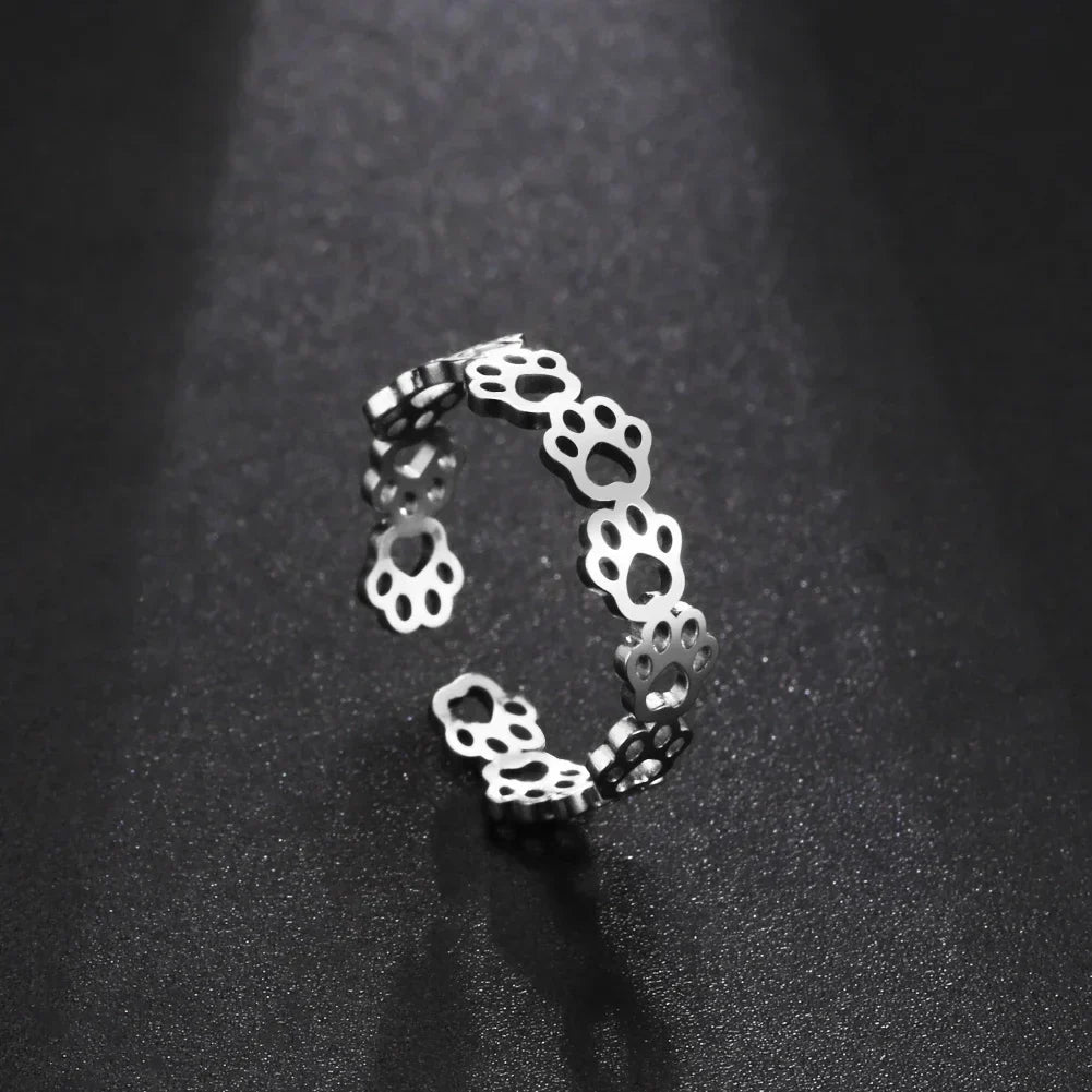 OVA – Verstellbarer Pfotenabdruck-Ring aus  Silber und gold
