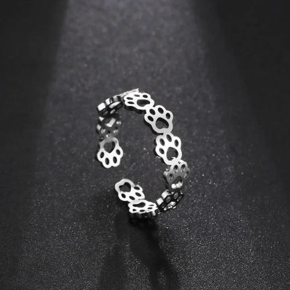 OVA – Verstellbarer Pfotenabdruck-Ring aus  Silber und gold