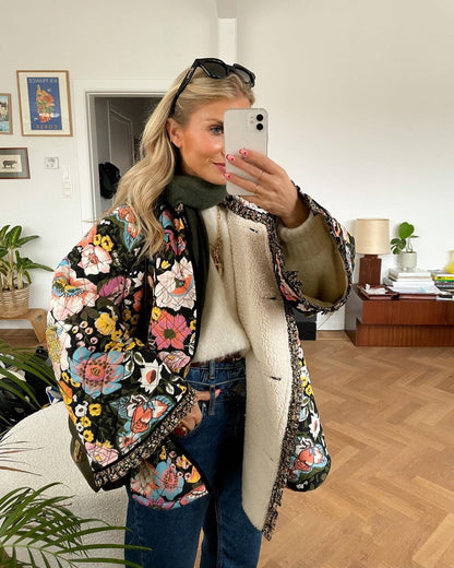 Dalina - Vorgebundene Blumenmuster-Jacke