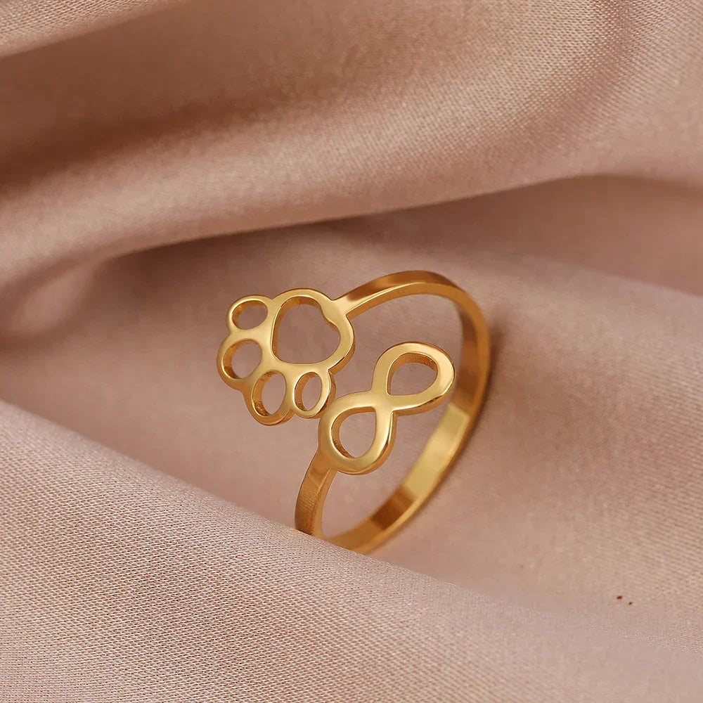AYLA – Verstellbarer Infinity-Pfotenring aus  Silber und gold