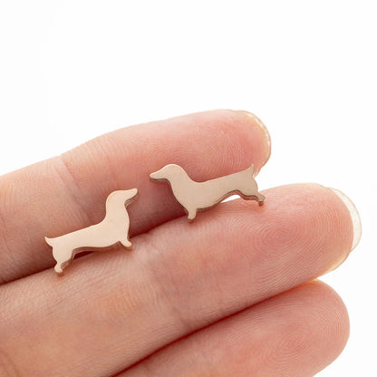 Dachshund -Bolzenohrringe -  Uthman | Gold und Silber