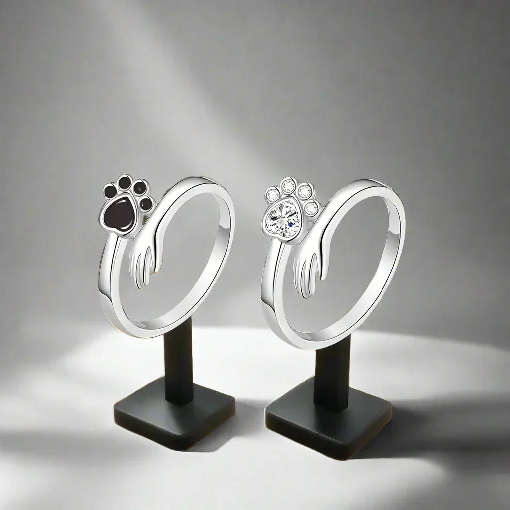 MARA – Verstellbarer Ring aus 925er Silber mit Hand-und-Pfote-Motiv