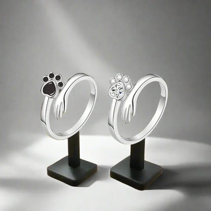 MARA – Verstellbarer Ring aus 925er Silber mit Hand-und-Pfote-Motiv