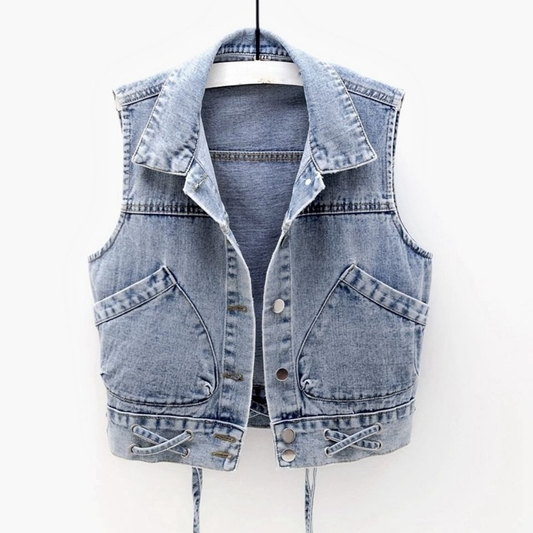 Caroline | Klassische Denim-Strickjacke