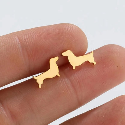 Dachshund -Bolzenohrringe -  Uthman | Gold und Silber