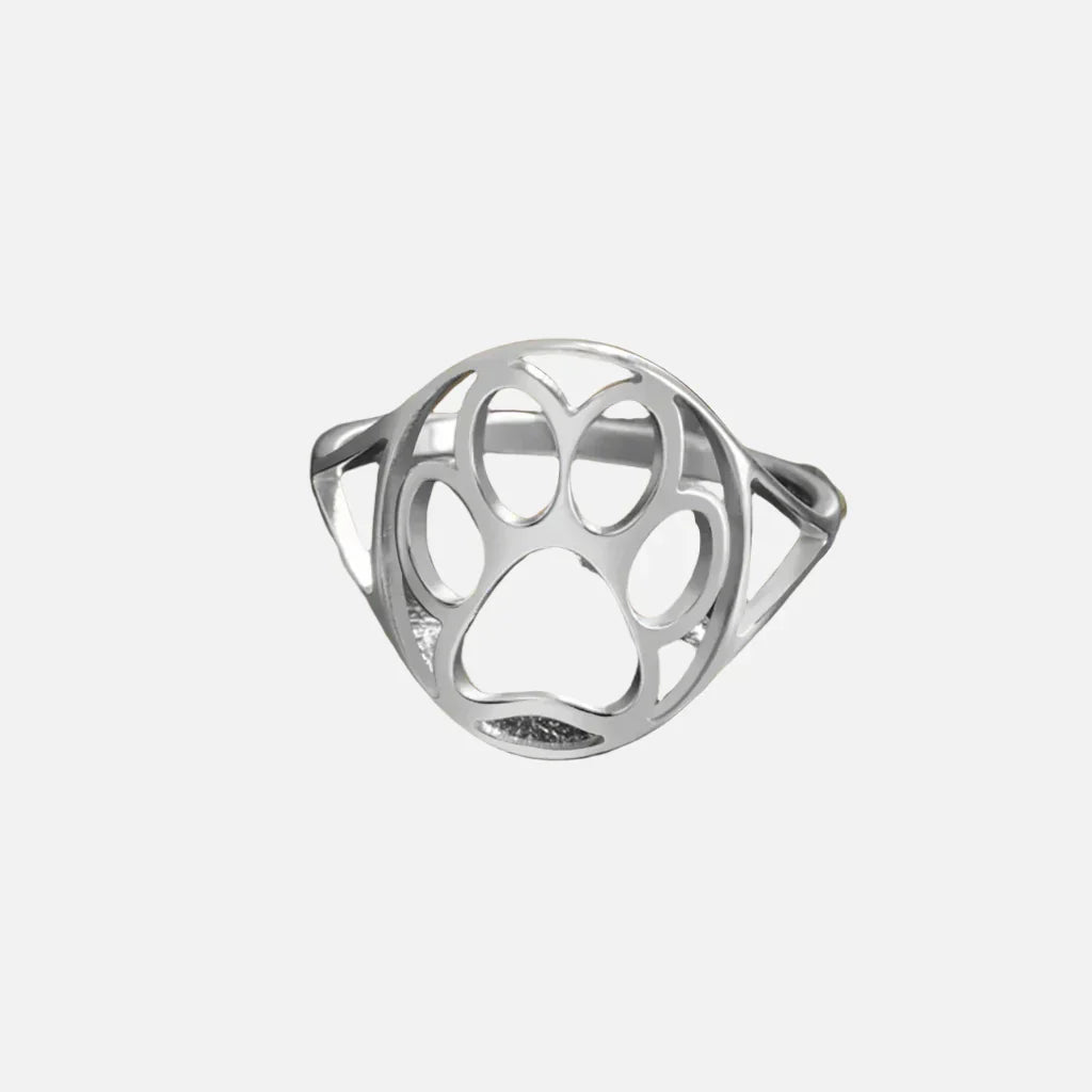 PAWLA – Offener Gold und silber ring mit Pfotenmotiv