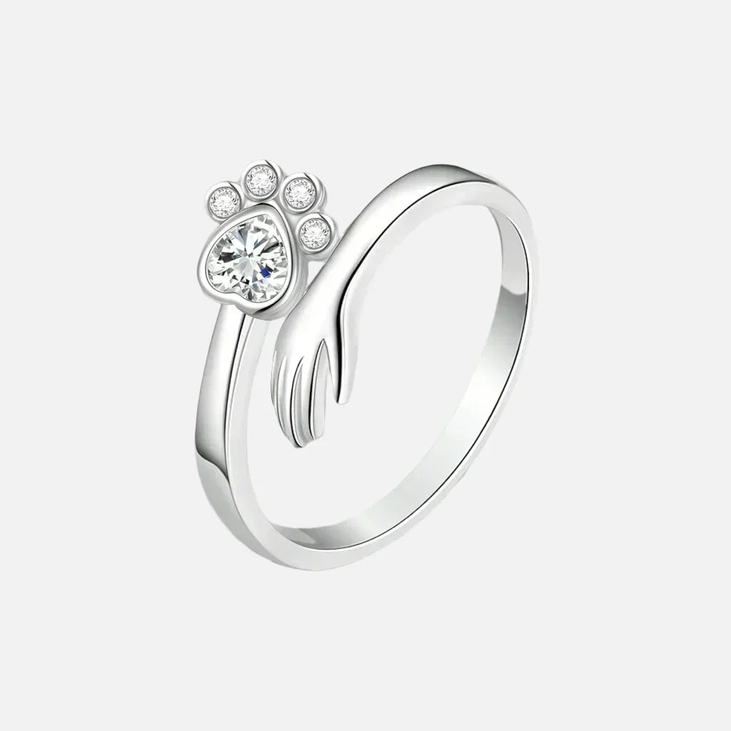 MARA – Verstellbarer Ring aus 925er Silber mit Hand-und-Pfote-Motiv