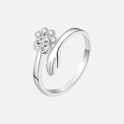 MARA – Verstellbarer Ring aus 925er Silber mit Hand-und-Pfote-Motiv