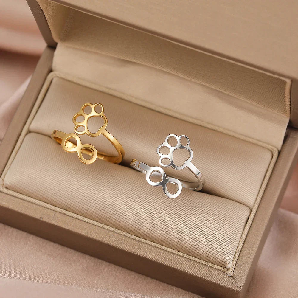 AYLA – Verstellbarer Infinity-Pfotenring aus  Silber und gold