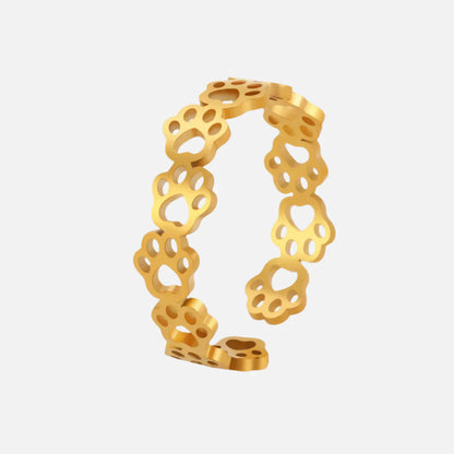 OVA – Verstellbarer Pfotenabdruck-Ring aus  Silber und gold