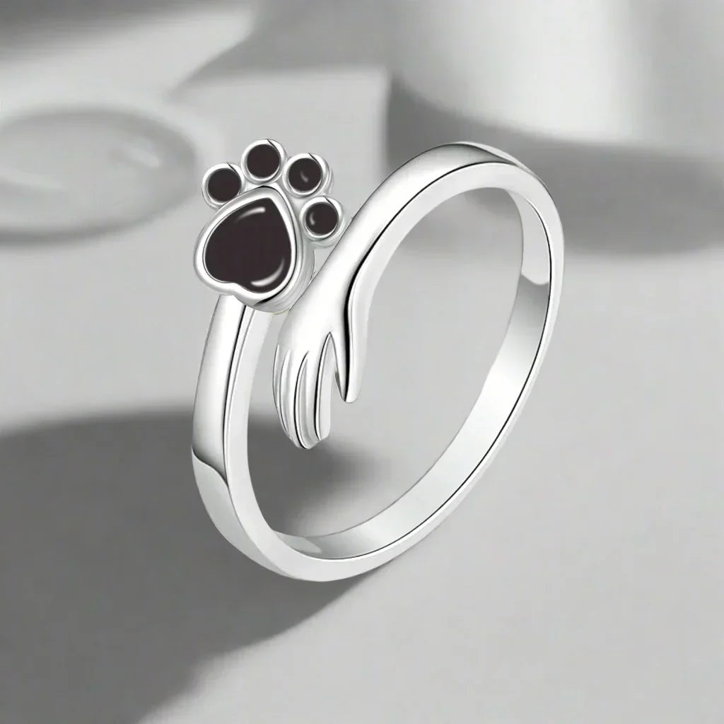 MARA – Verstellbarer Ring aus 925er Silber mit Hand-und-Pfote-Motiv
