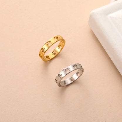 MIRAIE – Verstellbarer Pfotenabdruck-Ring in Gold aus silber
