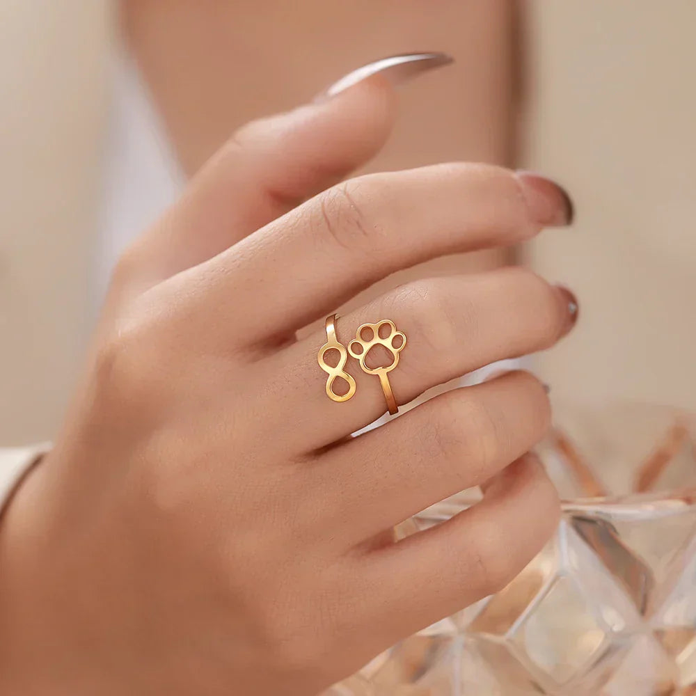 AYLA – Verstellbarer Infinity-Pfotenring aus  Silber und gold