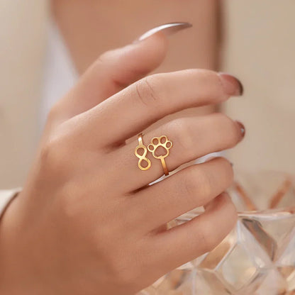 AYLA – Verstellbarer Infinity-Pfotenring aus  Silber und gold