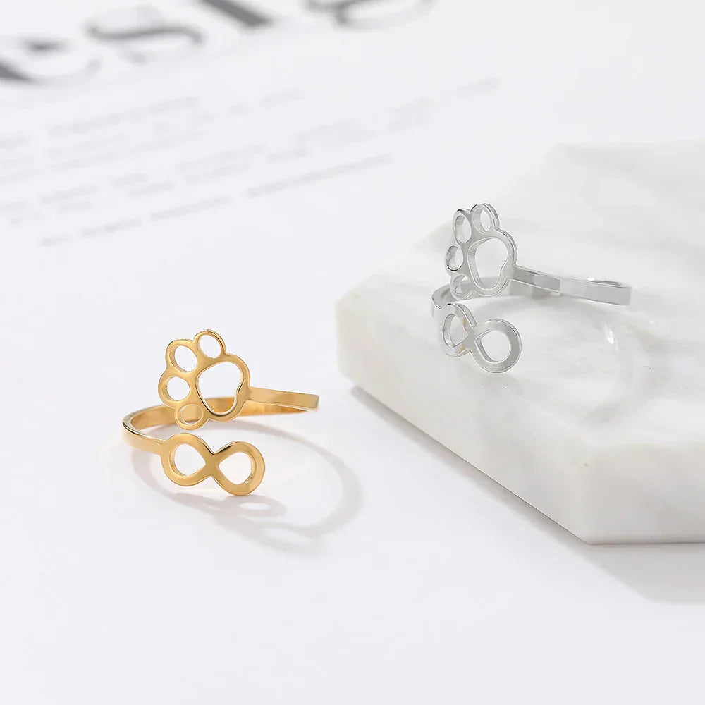 AYLA – Verstellbarer Infinity-Pfotenring aus  Silber und gold