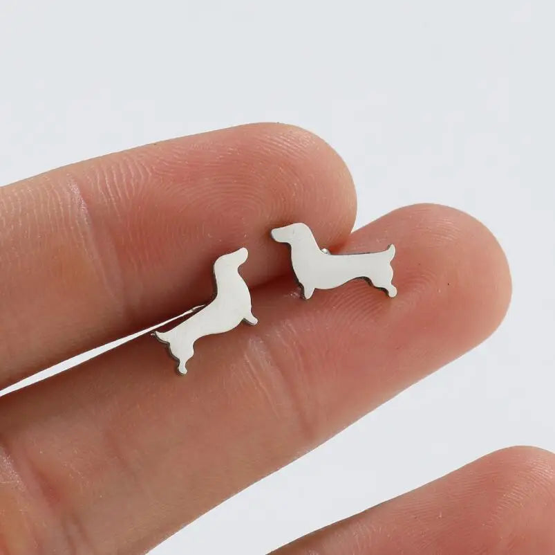 Dachshund -Bolzenohrringe -  Uthman | Gold und Silber