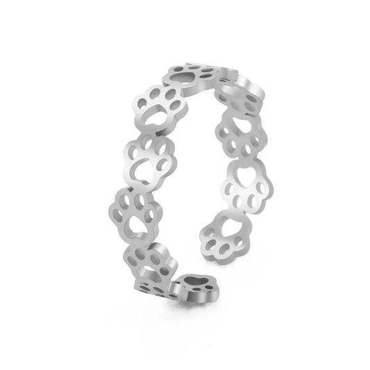 OVA – Verstellbarer Pfotenabdruck-Ring aus  Silber und gold