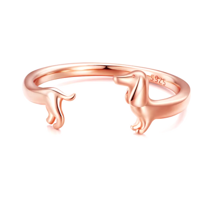 PEPI – Verstellbarer  Silber und gold Dackel-Ring in Wickel