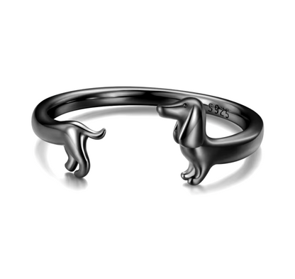 PEPI – Verstellbarer  Silber und gold Dackel-Ring in Wickel