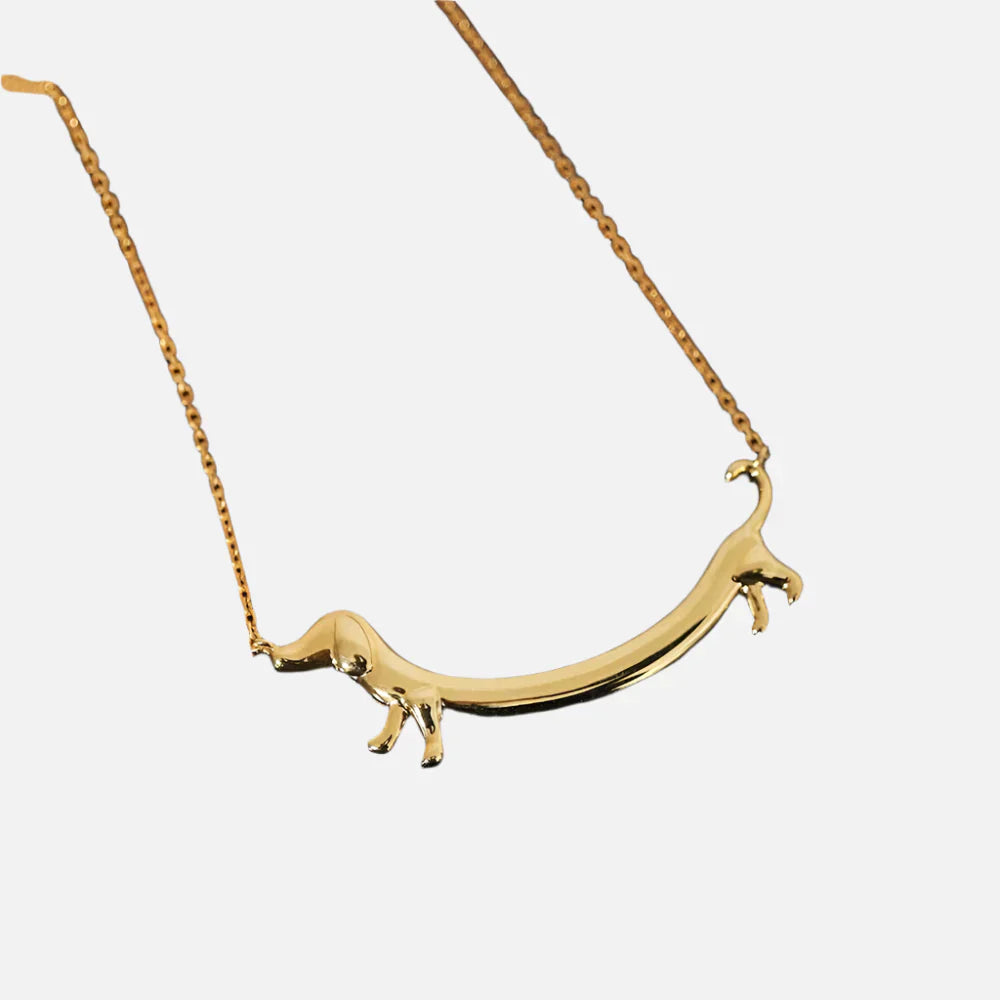 LILOU – Dackel-Halskette in  Silber und gold