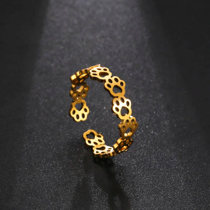 OVA – Verstellbarer Pfotenabdruck-Ring aus  Silber und gold