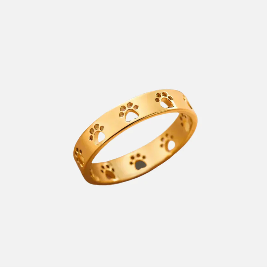 MIRAIE – Verstellbarer Pfotenabdruck-Ring in Gold aus silber