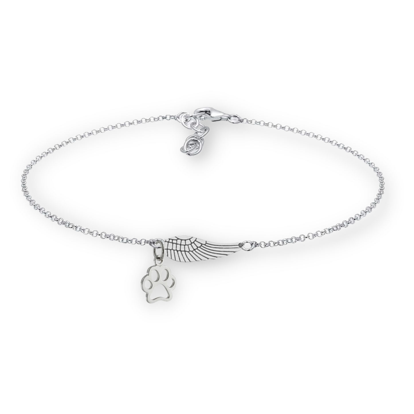 Silver Memorial Armband mit Engelsflügel & Pfotendruck | Marike
