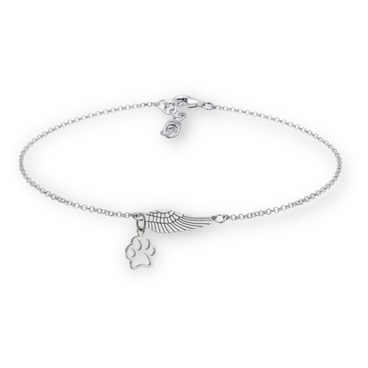 Silver Memorial Armband mit Engelsflügel & Pfotendruck | Marike