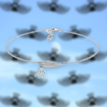 Silver Memorial Armband mit Engelsflügel & Pfotendruck | Marike