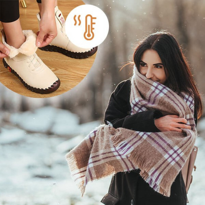 Warm und stylisch – Plüsch-Winterstiefel aus Leder