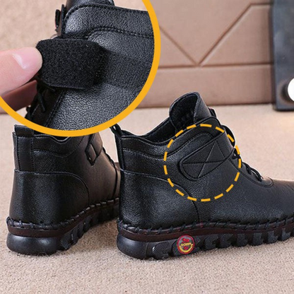 Warm und stylisch – Plüsch-Winterstiefel aus Leder