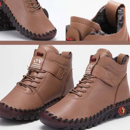Warm und stylisch – Plüsch-Winterstiefel aus Leder
