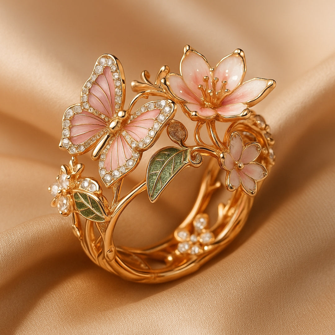 Naturheller Schmetterling-Zirkonia-Ring
