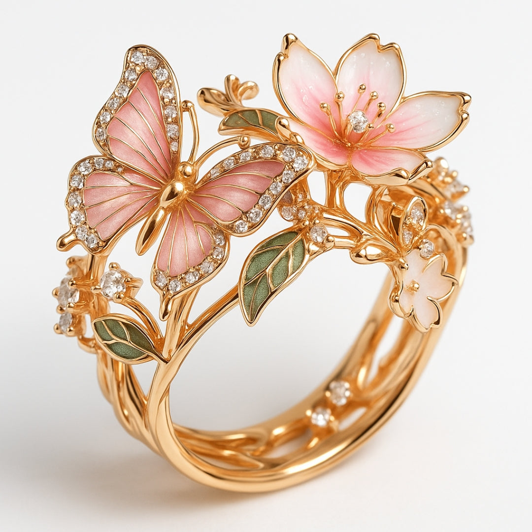 Naturheller Schmetterling-Zirkonia-Ring