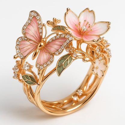 Naturheller Schmetterling-Zirkonia-Ring