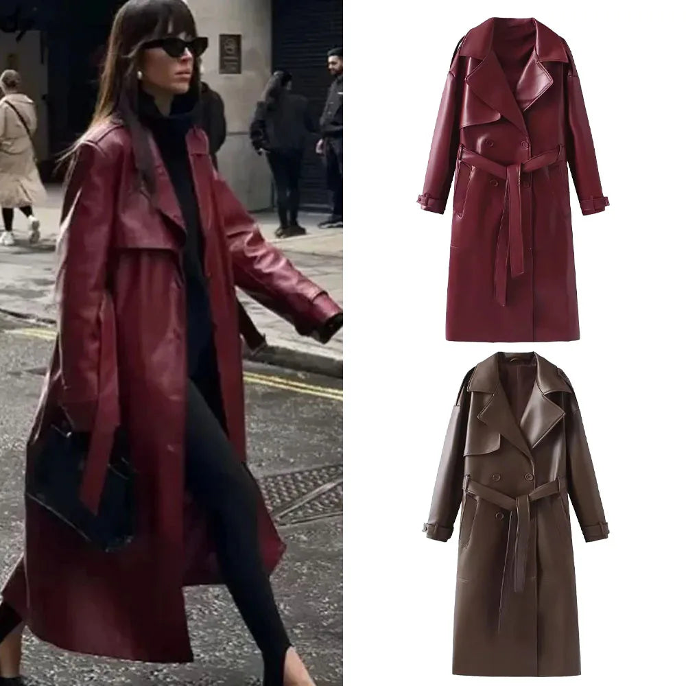Daleyza - Bordeauxrotes Imitatelleder Damenjacke