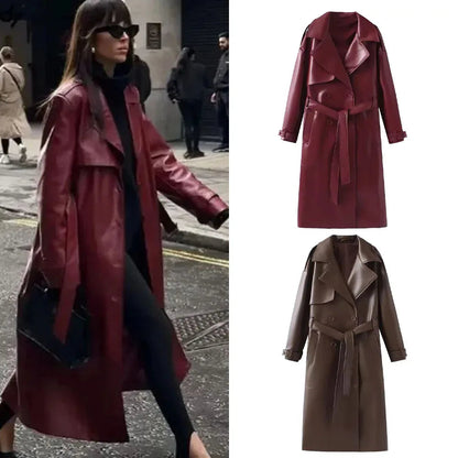 Daleyza - Bordeauxrotes Imitatelleder Damenjacke