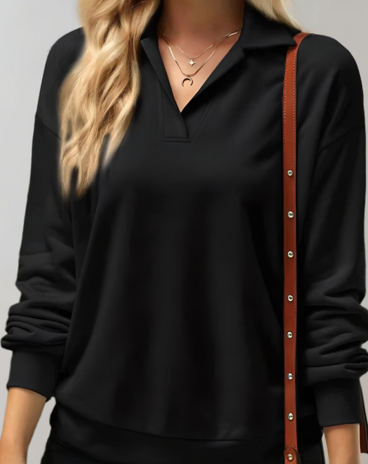 Caroline | Oversized-Pullover mit tiefem V-Ausschnitt und Kragen