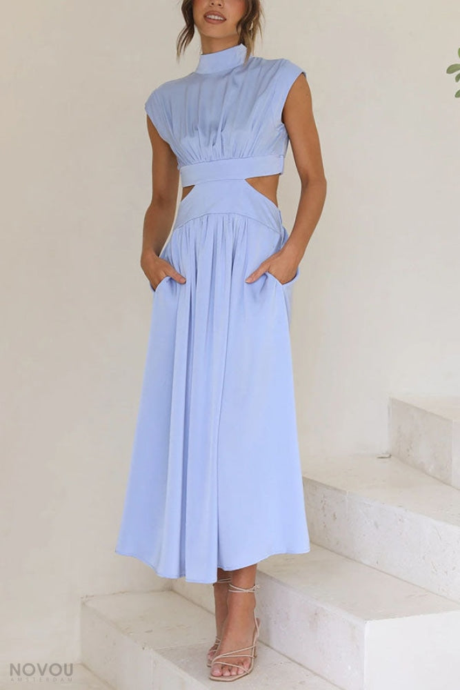 Lorna™ Rollkragen Taille Ausgeschnitten Sommer Midi-Kleid [50% Rabatt]