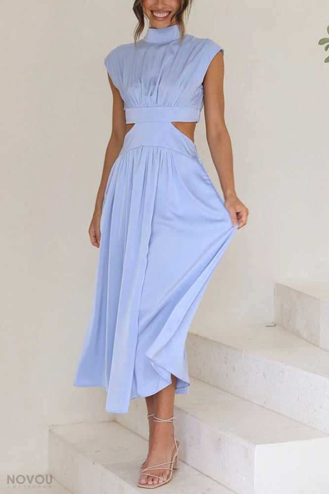 Lorna™ Rollkragen Taille Ausgeschnitten Sommer Midi-Kleid [50% Rabatt]