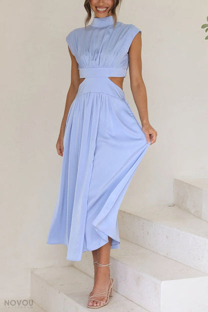 Lorna™ Rollkragen Taille Ausgeschnitten Sommer Midi-Kleid [50% Rabatt]