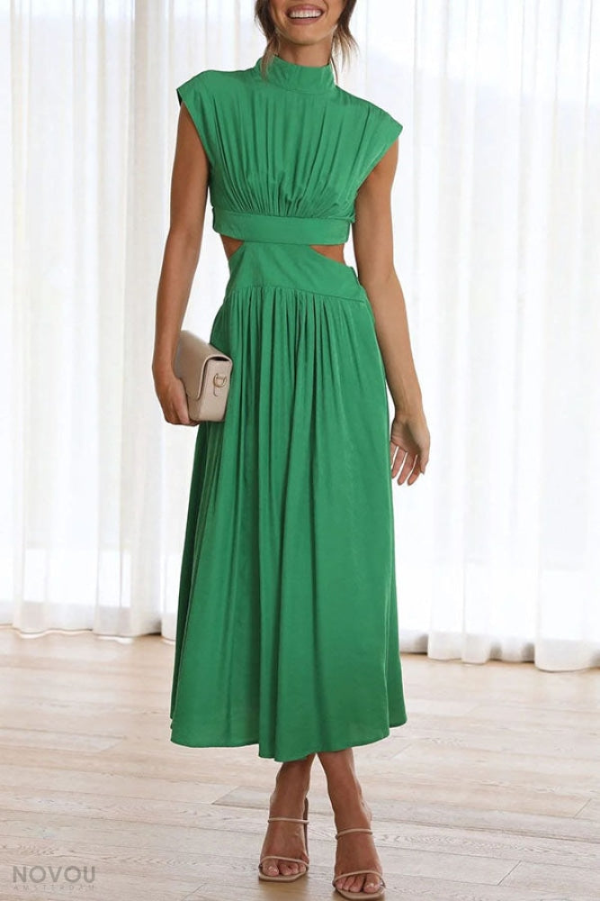 Lorna™ Rollkragen Taille Ausgeschnitten Sommer Midi-Kleid [50% Rabatt]