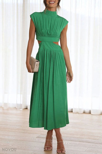 Lorna™ Rollkragen Taille Ausgeschnitten Sommer Midi-Kleid [50% Rabatt]