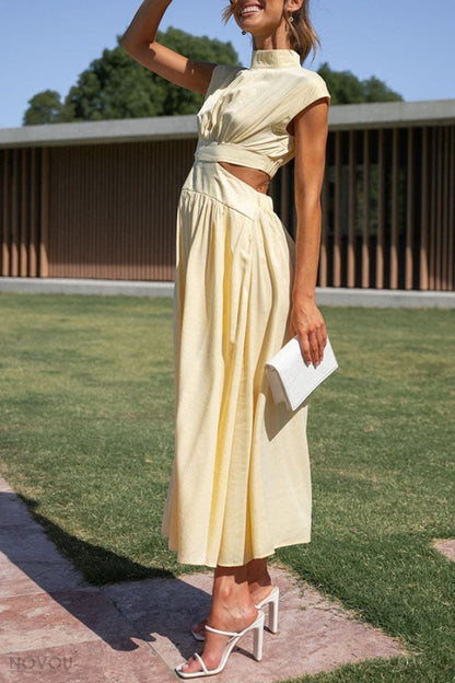 Lorna™ Rollkragen Taille Ausgeschnitten Sommer Midi-Kleid [50% Rabatt]