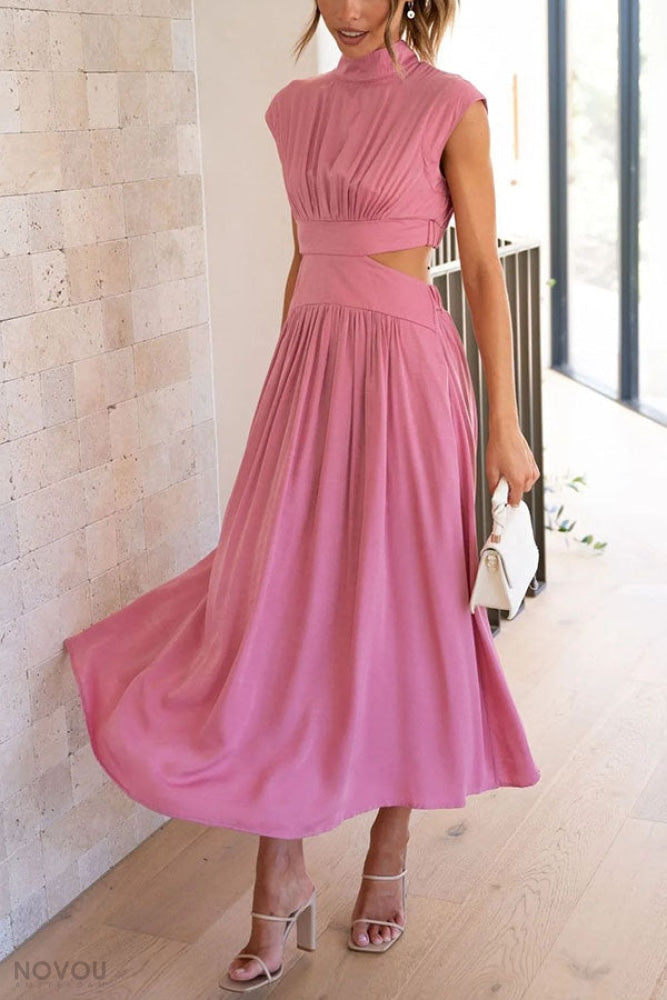 Lorna™ Rollkragen Taille Ausgeschnitten Sommer Midi-Kleid [50% Rabatt]